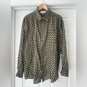 Reine Seide 100% Silk Long Sleeve Vintage Button Down Shirt